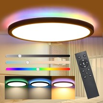 Flush Mount Led Ceiling Light Dimmable With Remote Control, 12 Inch 30W Rgb Back - £43.57 GBP