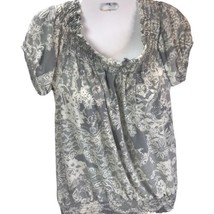 Vintage 90s Top Wet Seal S Peasant Style Stretchy Boho USA Floral Print - £13.21 GBP