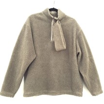 GAP Small Brown Taupe Sherpa 1/4 Zip Oversized Pullover Sweatshirt + Scrunchie - £16.61 GBP
