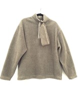 GAP Small Brown Taupe Sherpa 1/4 Zip Oversized Pullover Sweatshirt + Scrunchie - $20.79