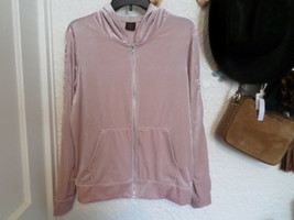 Material Girl Pink Velour Lace Up Sleeve Hoodie Jacket Size L - £15.82 GBP