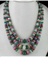 Certified Natural Emerald Ruby Sapphire Beads 1173 Ct Melon Carved Fine ... - €17.329,74 EUR