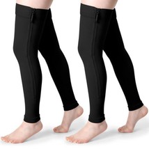 2 Pair Zipper Compression Socks Thigh High 20-30 mmHg Footless Stockings - Large - £39.53 GBP