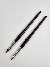 Pair E+M Wooden Dip Fountain Pen Germany w/ extra Nibs - £31.55 GBP