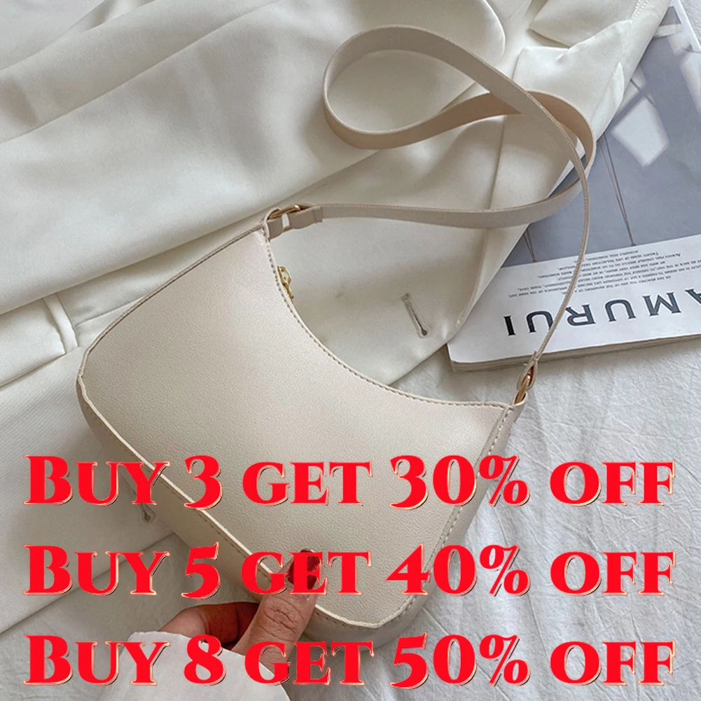 New Women&#39;s Fashion Handbags Retro Solid Color PU Leather Shoulder Under... - $16.91
