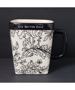Hallmark His Better Half 14 oz. Ceramic Coffee Mug Cup Beige &amp; Black - £12.23 GBP