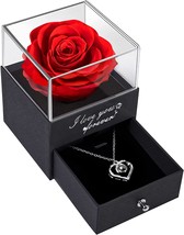 Preserved Real Rose with I Love You Necklace in 100 Languages Valentines Day Gif - £23.05 GBP