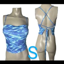 Blue Summer Cami Back Tie Tie Dye Design Crop Top~Size S - $15.90
