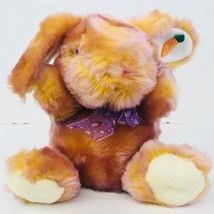 Easter Bunny Rabbit Purple Gold Colored Purple Bow Plush 12&quot; Toy Carrot On Ear - £22.57 GBP
