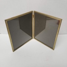 8x10 Desktop Metal Frame Vintage Folding Double Photo Frame Tabletop Gol... - $16.83