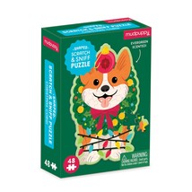 Mudpuppy Christmas Corgi  48 Piece Mini Scratch & Sniff Puzzle with Colorful an - $9.89