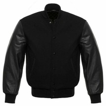 Men&#39;s Varsity Letter Jacket premium Genuine Cowhide Leather Sleeves and Wool Let - £87.92 GBP