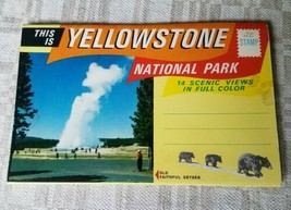 Yellowstone 14 Color Views Postcard Fold-Out Mirro-Krome H.S. Crocker Vintage - £9.12 GBP