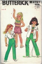 Vintage Butterick 3761 Children&#39;s Girl&#39;s Summer Halter Top, Shirt, Pants, Shorts - £6.40 GBP