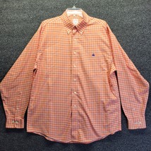 Brooks Brothers 346 Non-Iron Men&#39;s Sz L Orange Checkered Long Sleeve Shirt - £16.96 GBP