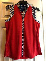 NWT Ladies BERMUDA SANDS Red Navy &amp; White Sleeveless Golf Shirt - S - $29.99