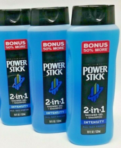 (3 Bottles) Power Stick Intensity Rejuvenating Shower Gel + Shampoo 18 Oz Ea New - £16.60 GBP