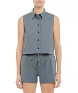 Theory Shrunken Button-Down Sleeveless Shirt, Size XS - $111.38