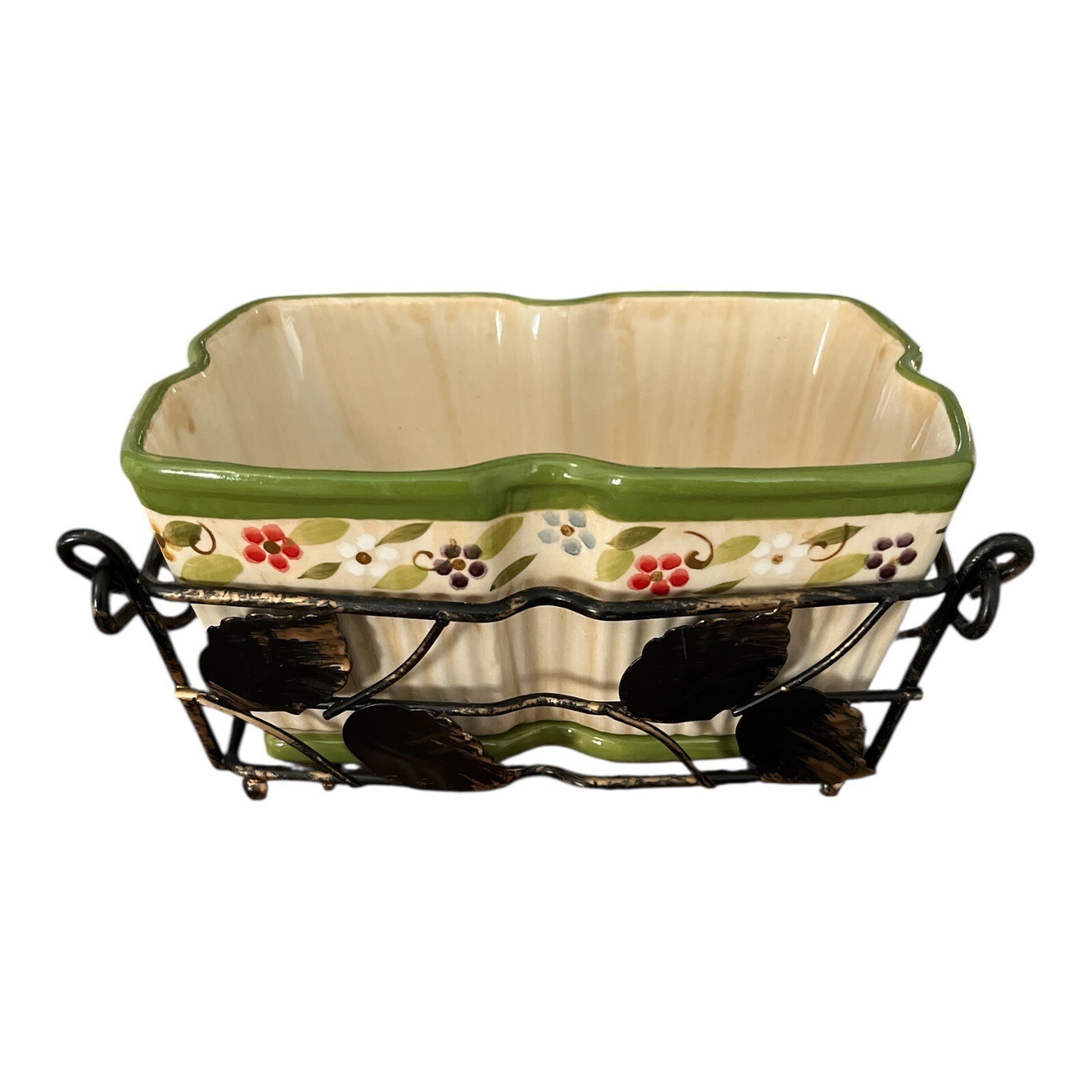Temp-tations Presentable Ovenware Floral Ceramic Dish with Lid, Trivet &amp;... - $19.80