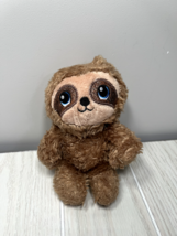 MTY International small plush brown sloth blue glitter sparkle eyes - £5.74 GBP