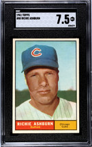Richie Ashburn 1961 Topps Baseball Card #88- SGC Graded 7.5 NM+ (Chicago Cubs/HO - £54.30 GBP