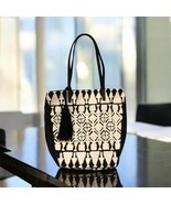 Lucky Brand Reeve tote black Bag white embroidered hobo boho look 13” x 15” - $39.59