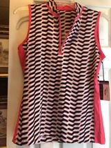 NWT Ladies TAIL Activewear Black White Neon Coral Twine Sleeveless Golf Shirt S  image 3