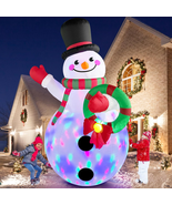 8FT Snowman Holding Garland Christmas Inflatables Decorations Rotating L... - $84.14