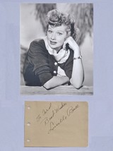 Lucille Ball Signed Page &amp; PHOTO- I Love Lucy - Desi Arnaz- R K O Radio Pictures - £530.01 GBP