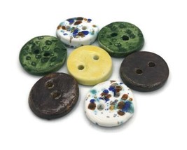 7Pcs Large Assorted Sewing Buttons Handmade Ceramic Clothing Finishes - $41.41