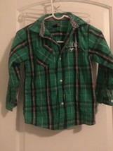 Coogi Boys Green Plaid Long Sleeve  Button Up Shirt Casual Size 7 - £25.23 GBP