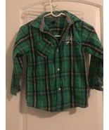 Coogi Boys Green Plaid Long Sleeve  Button Up Shirt Casual Size 7 - £25.16 GBP