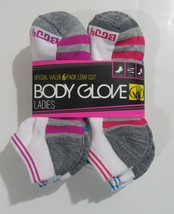 Body Glove Womens Low Cut Socks White Grey Pink and Blue Pack of 6 - $13.99