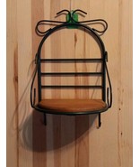 Hanging Wall Shelf Wood With Green Metal Scroll Unique Decor - $409.29 MXN
