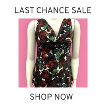 Red And Black Sleeveless Womens Large Top Rose Pattern Jonathan Martin - £7.08 GBP