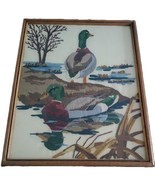 Vintage Gorgeous Framed Finished Crewel  Embroidery Mallard Duck Decor - $2,743.73 MXN