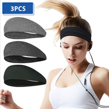 3pcs Stretch Headbands Sports Yoga Gym Hair Bands Head Wrap Sweatband Women Men - £14.38 GBP