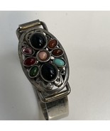 Hinged Cuff Bracelet Multi Color Stones/Glass Marked “BJ” - $599.40 MXN