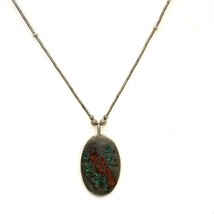 Vtg Sterling Handmade Southwest Carved Bird Coral Turquoise Beaded Necklace 18 - £50.61 GBP