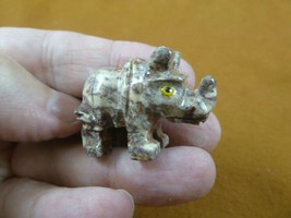 y-rhi-21 little brown RHINO SOAPSTONE gemstone Stone Figurine I love rhi... - £6.70 GBP