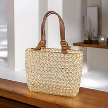 11&quot; Clear And Gold Faux Crystal And Metal Handbag Shaped Magazine Holder - $155.52