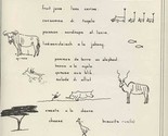 1963 Hump Hill African Safari Menu Signed Hand Drawn Animals  - $47.52