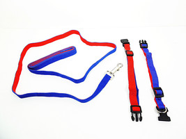 Pet Dog Leash and Collar Set Small to Large Dogs Red Blue Leashes Collars Sets - £7.41 GBP