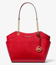 New Michael Kors Jet Set Large Saffiano Leather Shoulder Bag Bright Red - $1,885.14 MXN