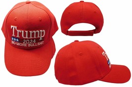 Trump 2024 No More Bs Bull$Hit Red Adjustable Embroidered Cap Hat - £15.94 GBP