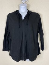 Terra &amp; Sky Womens Plus Size 1X Black Knit Full Zip Leightweight Jacket - £7.82 GBP