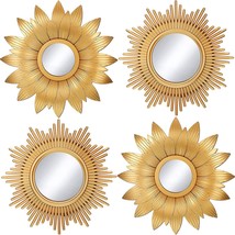 Big Sunburst Wall Mirror Gold Vintage Mirror Set For Home Decor Metal, 4 Pcs.. - £27.94 GBP