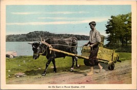 Canada Quebec Rural Ox Cart Boy Blue Skies Lake Trees Road 1915-30 VTG Postcard - £7.42 GBP