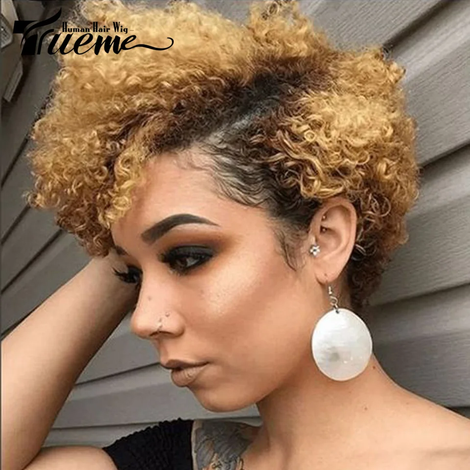 Ombre Kinky Curly Wig Lace Front Human Hair Wigs Colored Brazilian Human La - $59.15