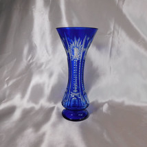 Slender Blue Cut to Clear Vase # 22689 - $58.36